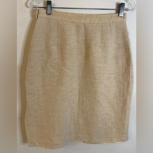 Ann Taylor tan linen blend mini skirt SZ 8